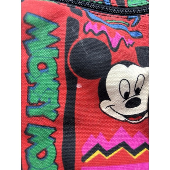 Disney Mickey Mouse  Zipper Duffle Bag  1990's  Multicolor Retro Print All over - Picture 6 of 9